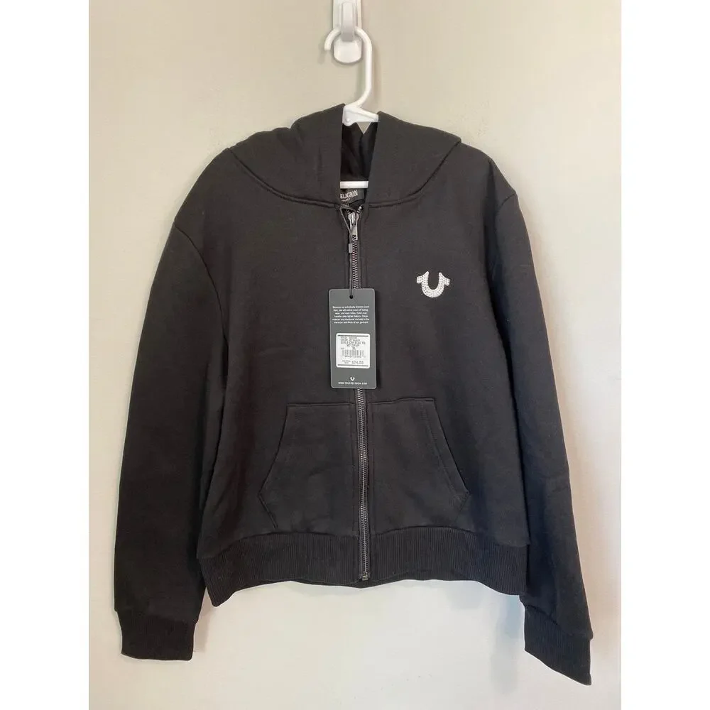 NWT True Religion Girls Crystal Rhinestone Tracksuit Set Black XL
